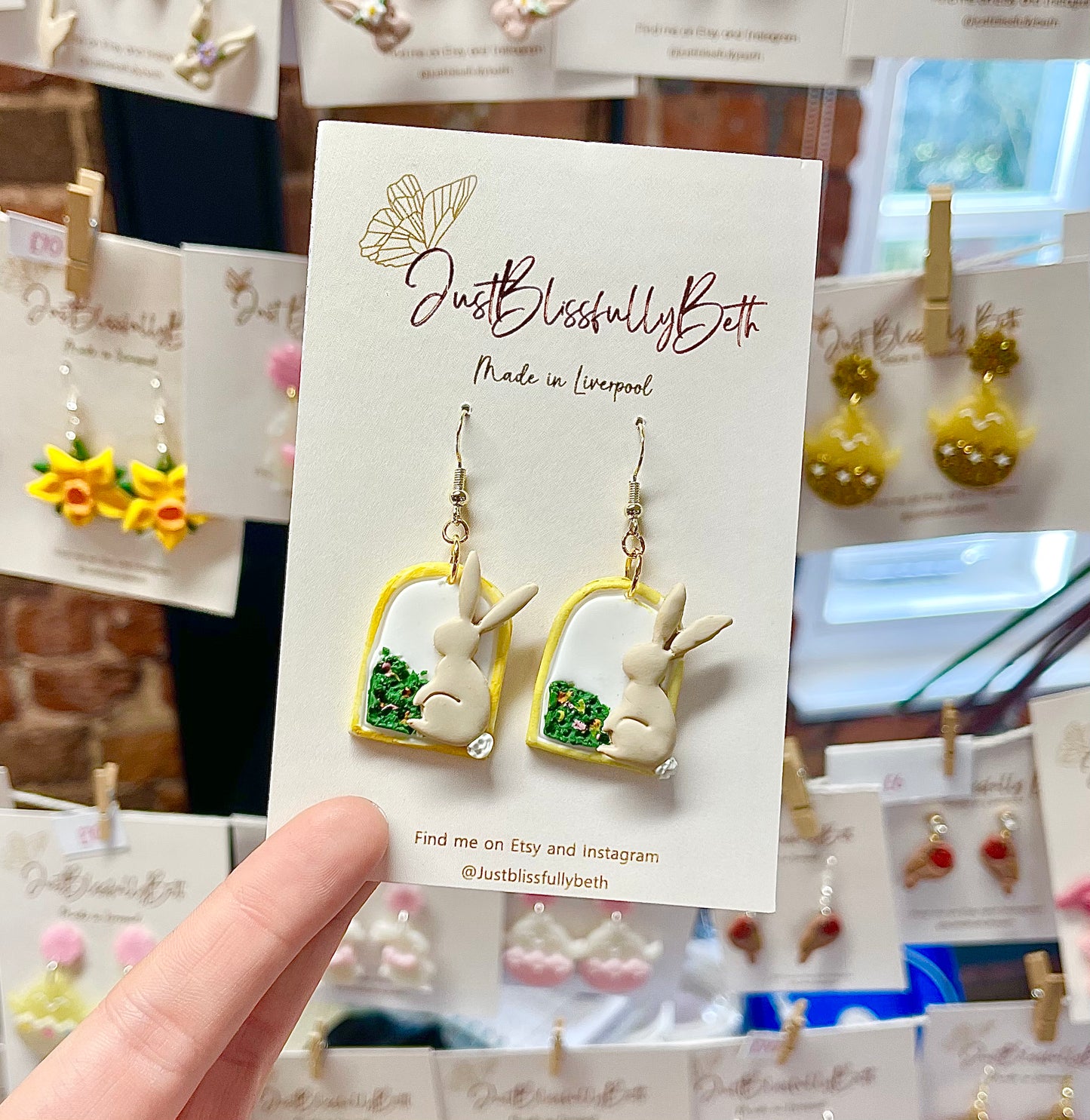 Clay Bunny arch earrings