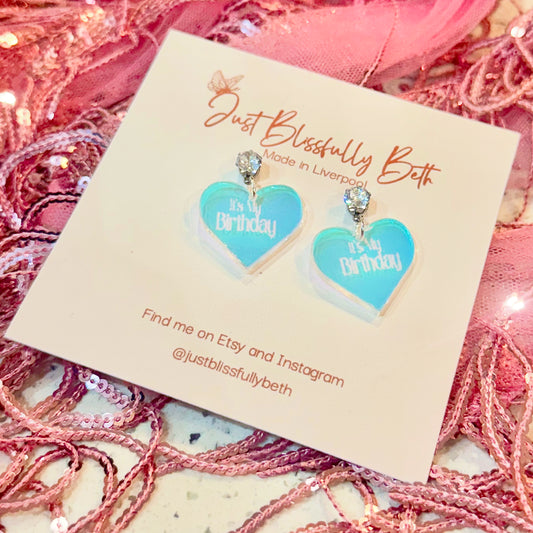 Acrylic Its' My Birthday Earrings