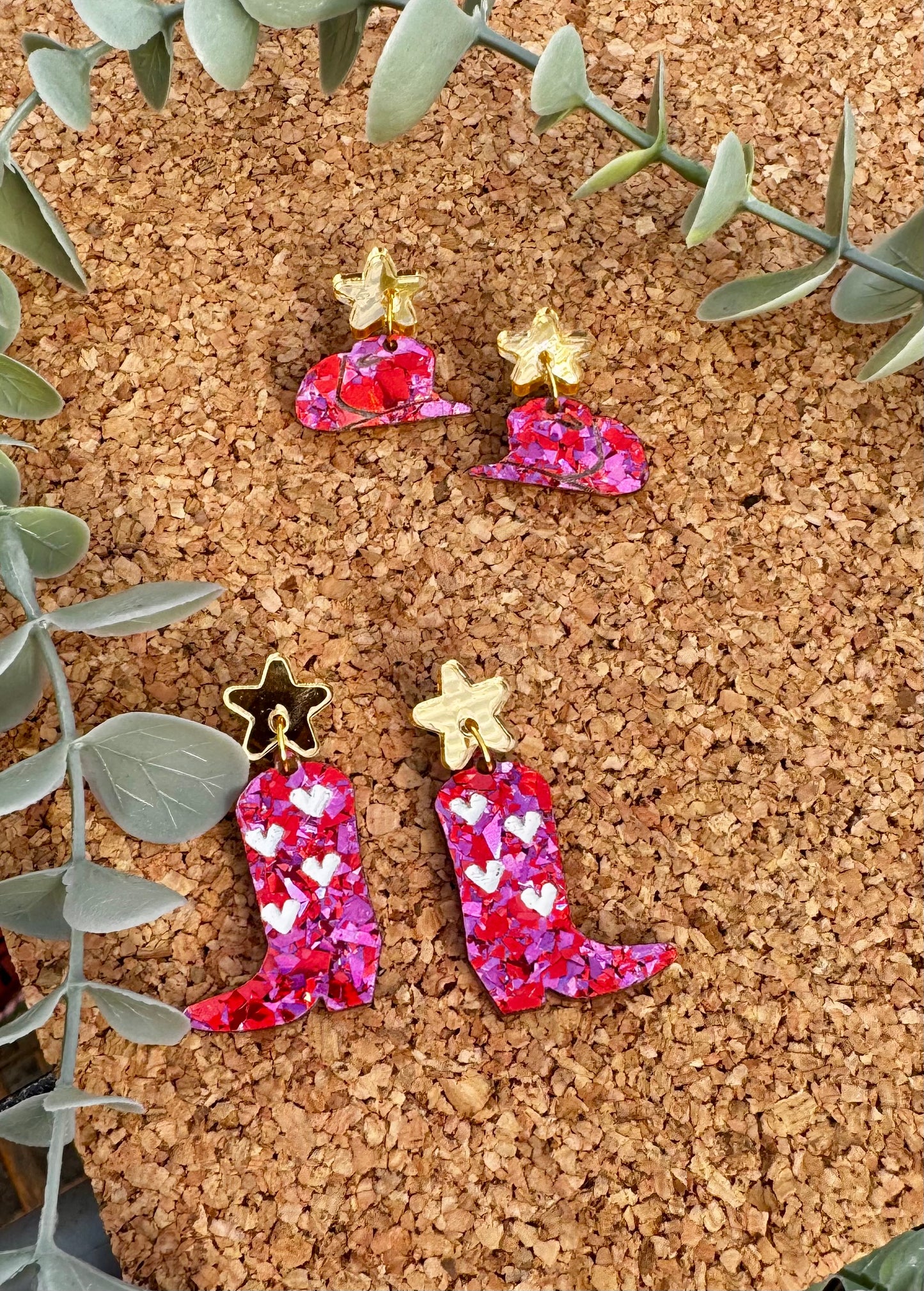 Cowgirl Booties -Pink Sparkle