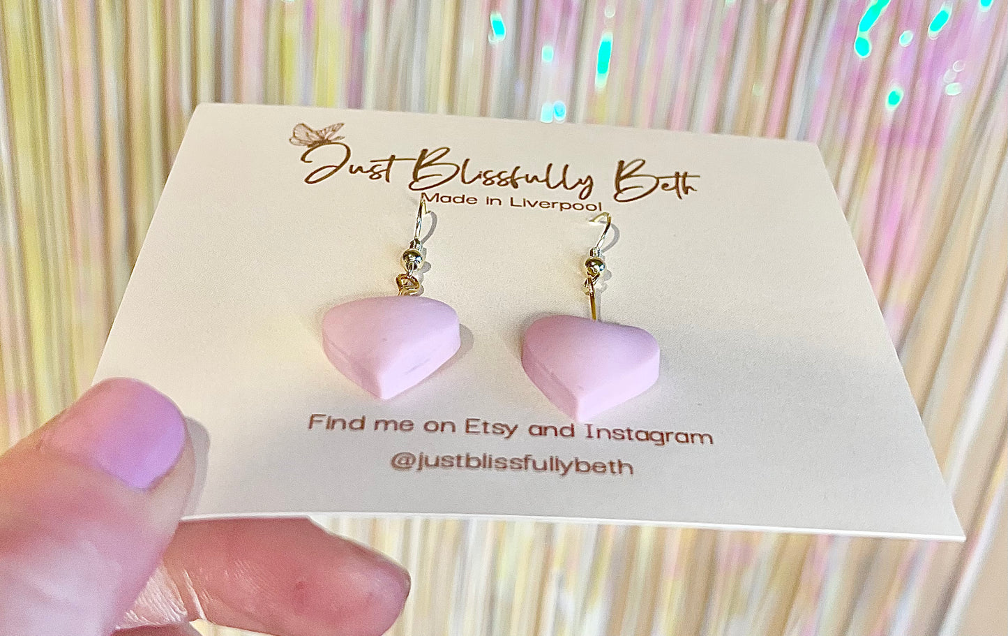 3d Clay Heart Dangle Earrings