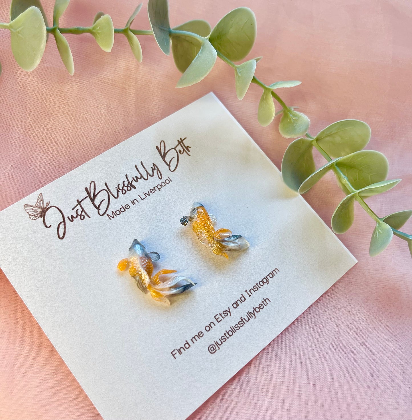 Coy fish studs - made with resin