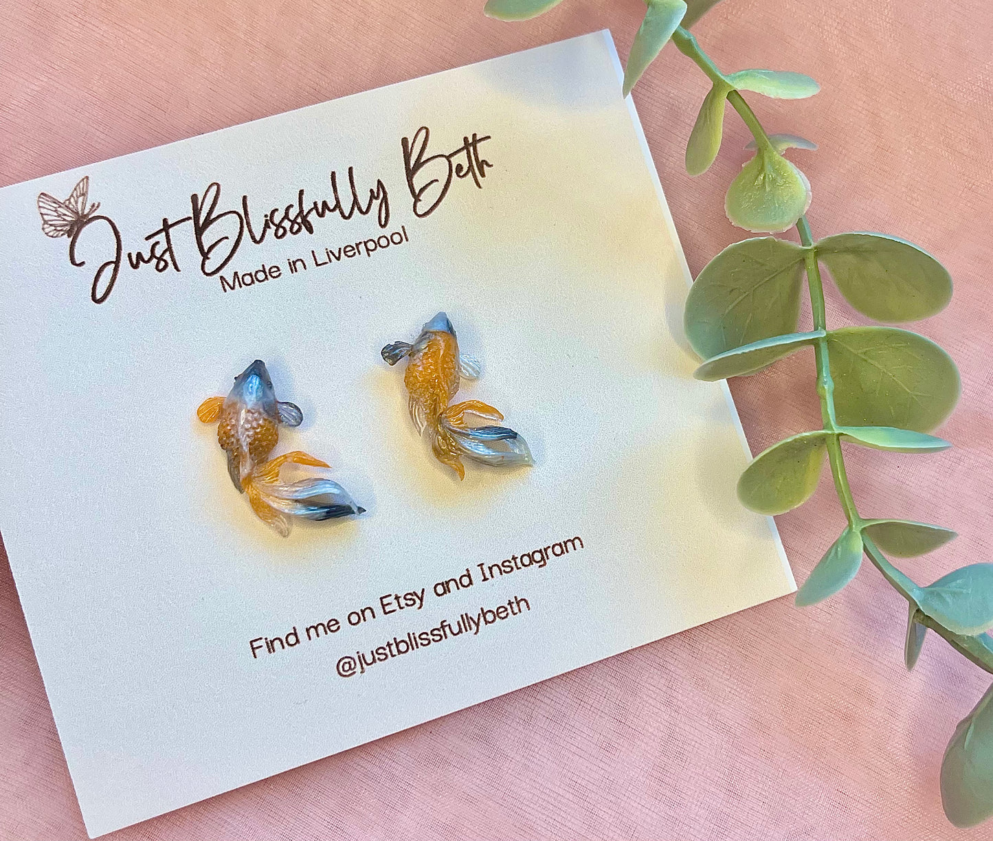 Coy fish studs - made with resin