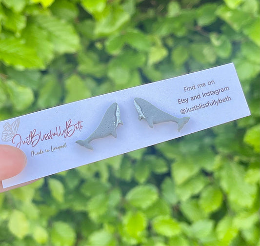Whale studs - made with Clay